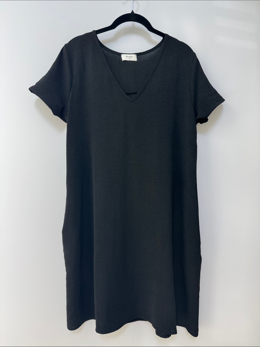 Black Monteri V-Neck Short Sleeve Dress